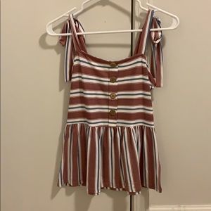 Striped tank top with tie straps